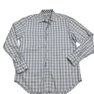 Robert Graham 100% Cotton Checkered Long Sleeve Button Down Shirt Men's SZ Large